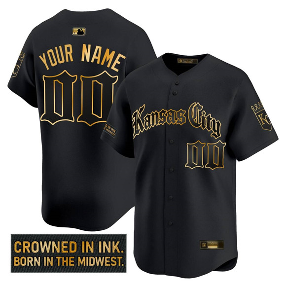 Men's Kansas City Royals Active Player Custom 'Gothic Crown Edition' Gold Vapor Limited Stitched Baseball Jersey